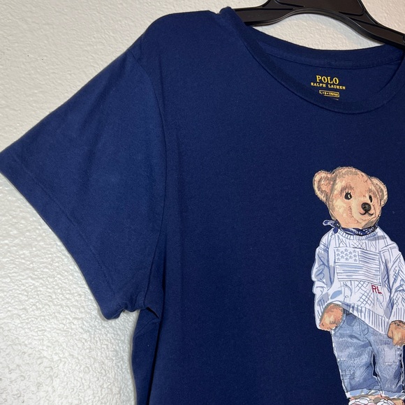 Polo by Ralph Lauren Kids Tee with Bear on Navy - Picture 3 of 5